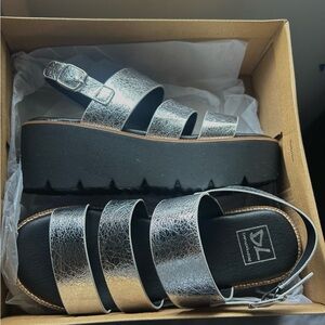 Dirty Laundry Silver Pendulum Platform Sandals